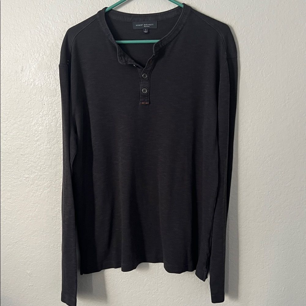 Robert Barakett Men's Long Sleeve Henley Shirt in Size L